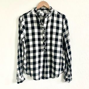 GAP Ruffled Popover Plaid Blouse